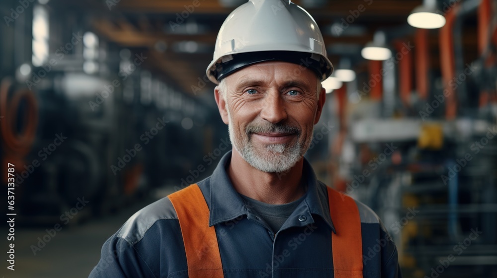 portrait of a engineer in factory background