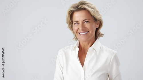 portrait of a senior woman isolated on white background, professional female ceo photo