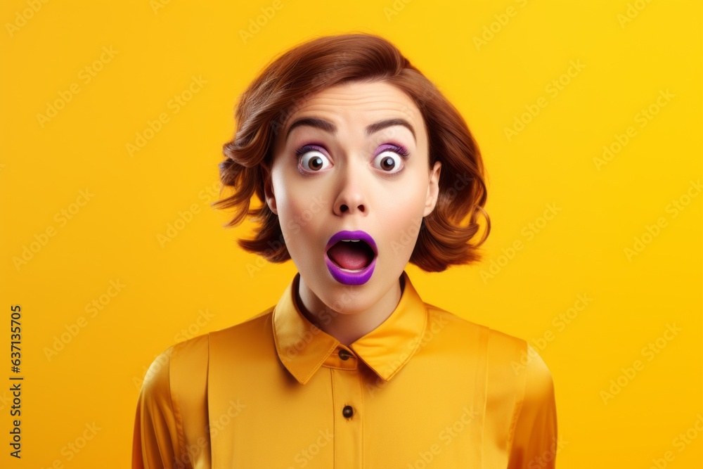 astonished woman in studio gazes wide-eyed, Generative AI