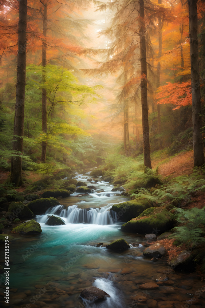 Fototapeta premium waterfall in autumn