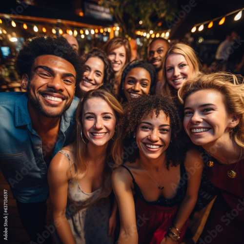 group of people in a bar