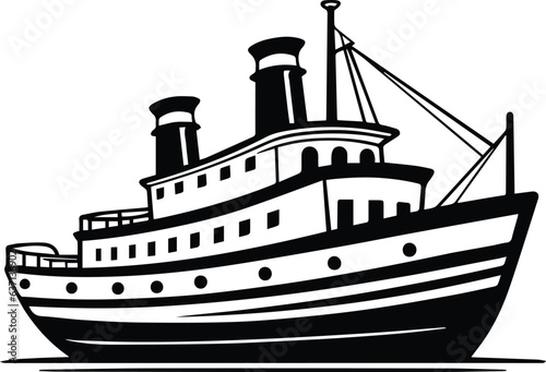 Obraz na plátne Steam Ship Vector Logo Art