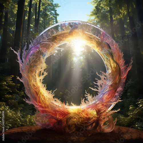 Rainbow wreath ring in forest