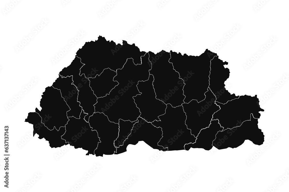 Abstract Bhutan Silhouette Detailed Map