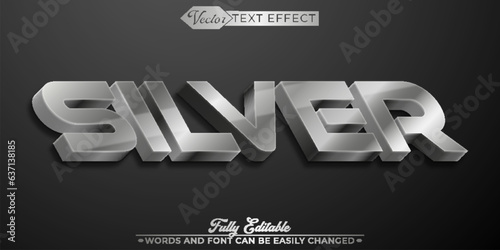 Metallic Silver Vector Editable Text Effect Template