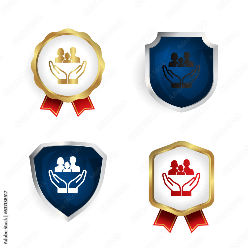 Abstract Family Insurance Badge and Label Collection