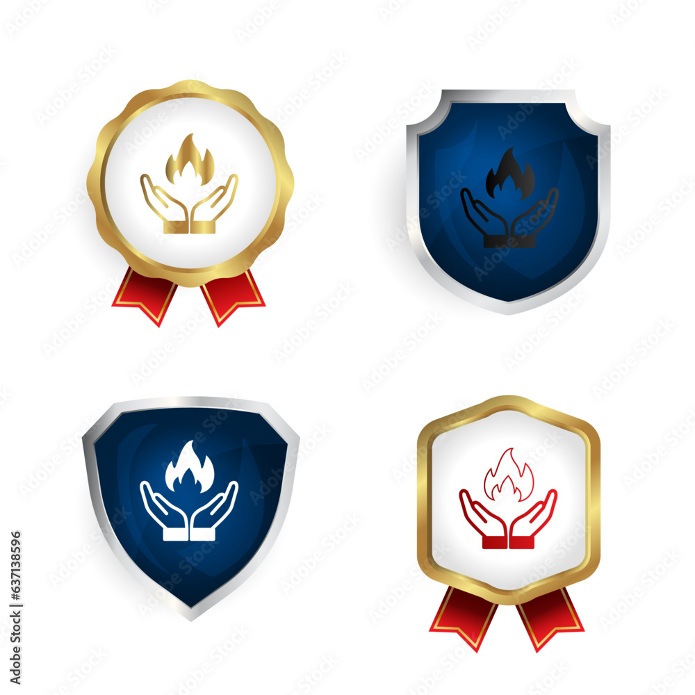 Fototapeta premium Abstract Fire Insurance Badge and Label Collection