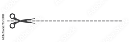 Dotted cut lines with scissor icon. scissors with cut lines isolated on white background. Paper cut icon with dotted linescissors with cut lines, coupon cutting icon. Scissor cutting icon vector