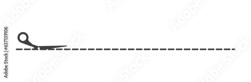 Strip cut lines with scissor icon, scissors with cut lines. Scissors with cut lines, coupon cutting icon. Scissor cutting icon vector illustration. Isolated on white background.