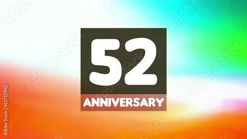 52th anniversary birthday celebration horizontal with colorful background lines and squares photo