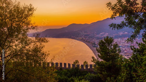 фотографія panorama of alanya after sunset at dusk