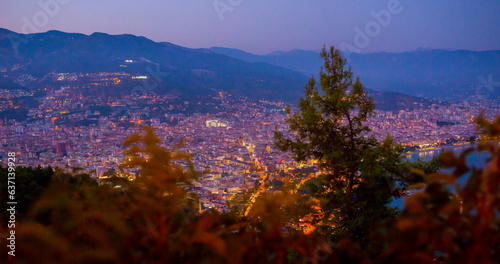 Принти на полотні panorama of alanya after sunset at dusk