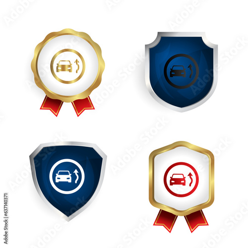 Abstract Overtake Sign Badge and Label Collection