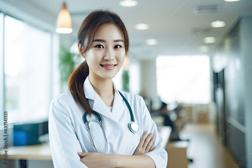 Asian female doctor in a hospital setting Asian female doctor in a hospital setting