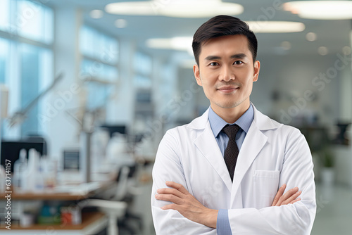 Asian male doctor in a laboratory setting