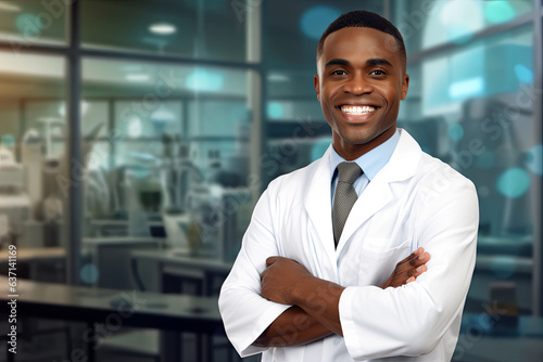 African American male doctor in a hospital setting