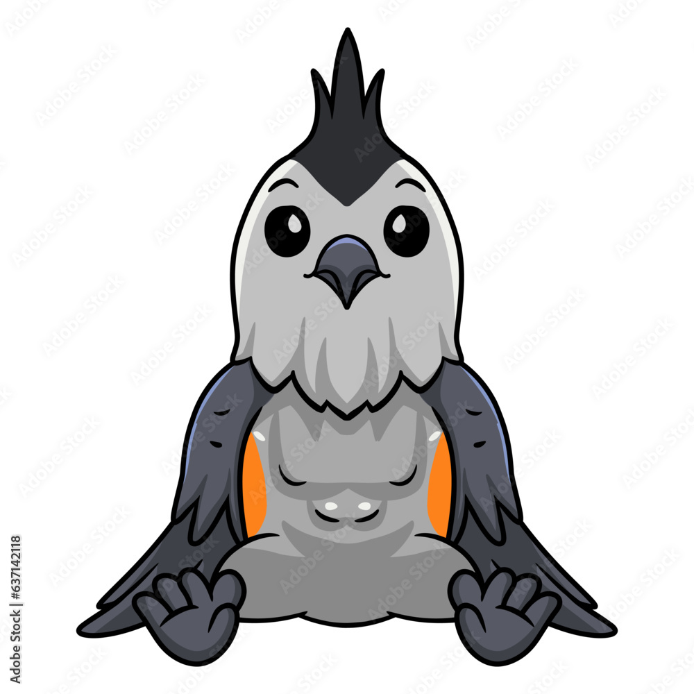 Obraz premium Cute black crested titmouse cartoon