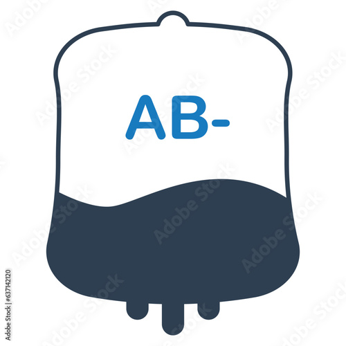 Blood group AB- icon isolated on white background. blood types vector illustration with blood bag.