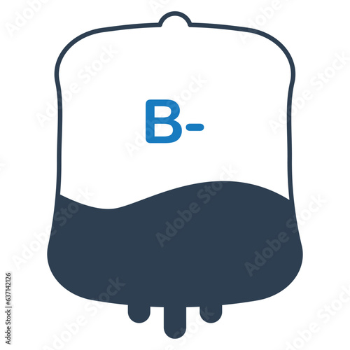Blood group B- icon isolated on white background. blood types vector illustration with blood bag.