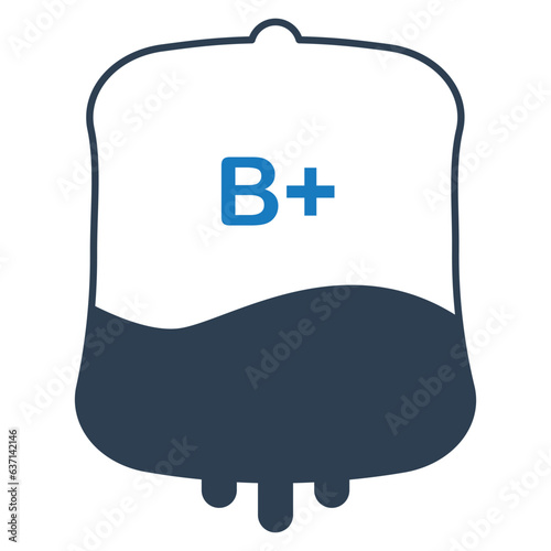 Blood group B+  icon isolated on white background. blood types vector illustration with blood bag.