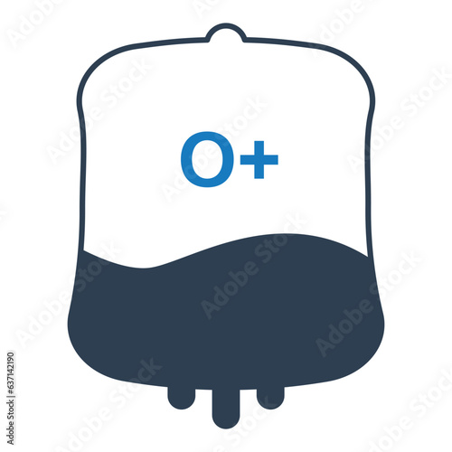 Blood group O+  icon isolated on white background. blood types vector illustration with blood bag.