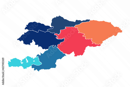 Multicolor Map of Kyrgyzstan With Provinces
