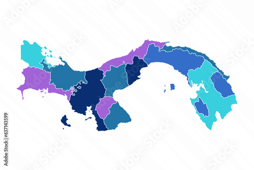 Multicolor Map of Panama With Provinces