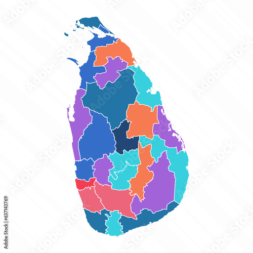 Multicolor Map of Sri Lanka With Provinces