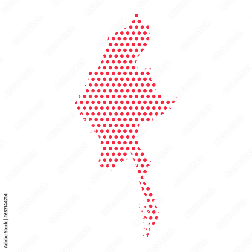 Vector Myanmar Dotted Map Illustration Vector Myanmar Dotted Map Illustration