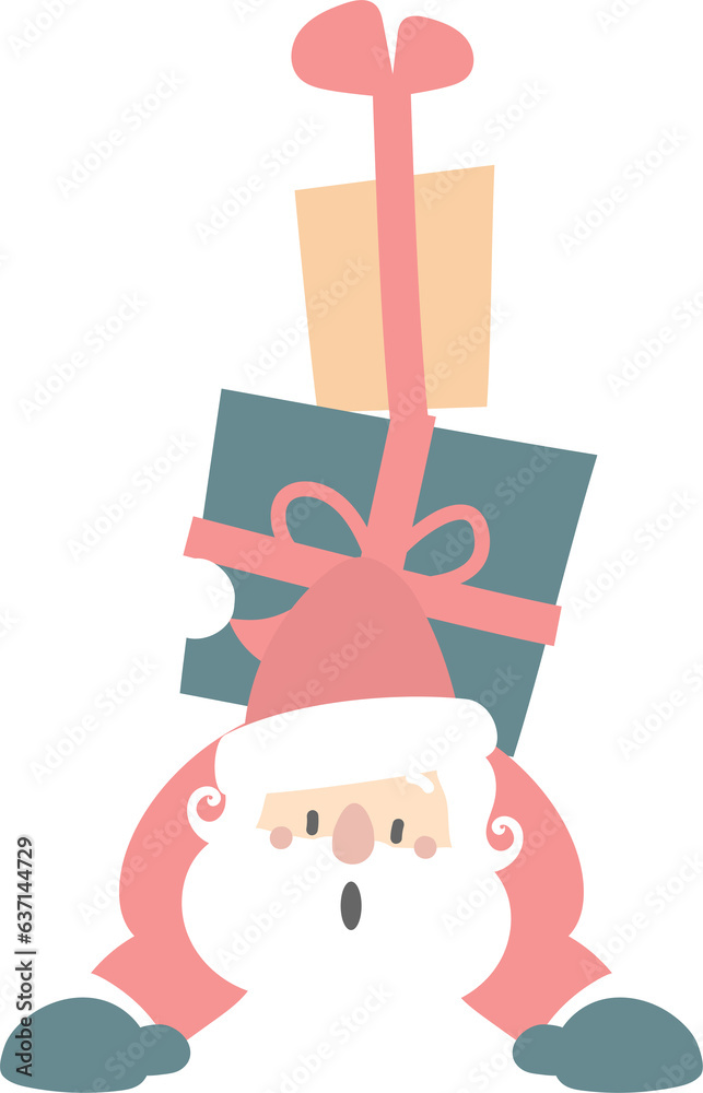 Fototapeta premium merry christmas and happy new year with cute santa claus, flat png transparent element cartoon character design