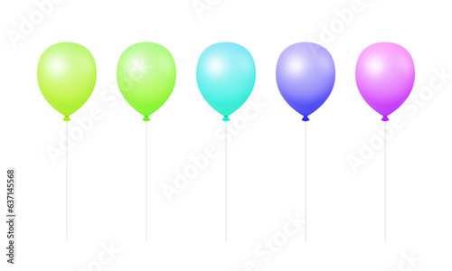 Vector set of realistic flying helium balloons on white background