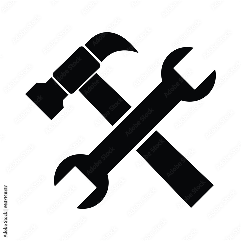 Wrench and hammer. Tools icon flat illustration on white background..eps
