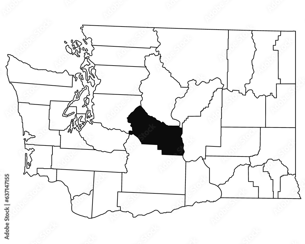 Map of kittitas County in Washington DC state on white background. single County map highlighted