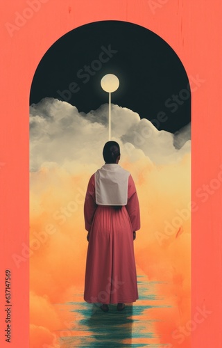 Figure of a woman praying — FAITH — Risograph print