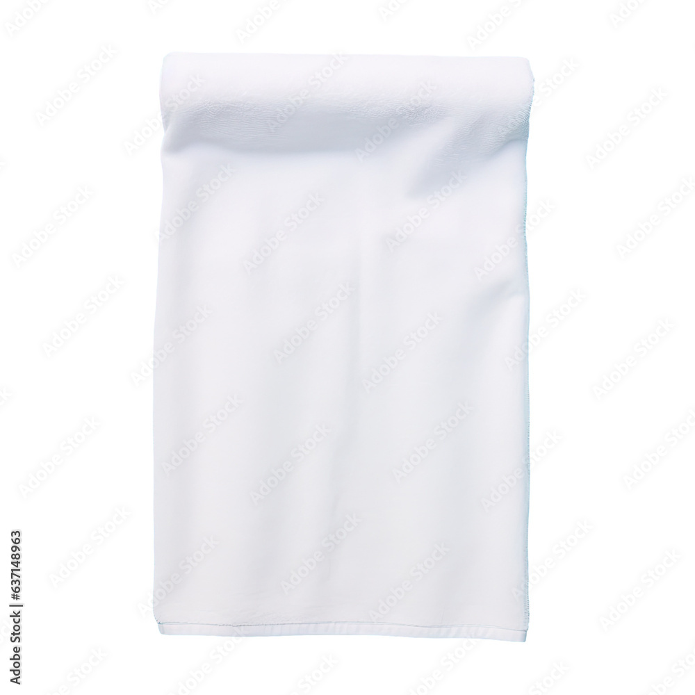 Top view of white beach towel isolated on transparent background with clipping path Top view of white beach towel isolated on transparent background with clipping path