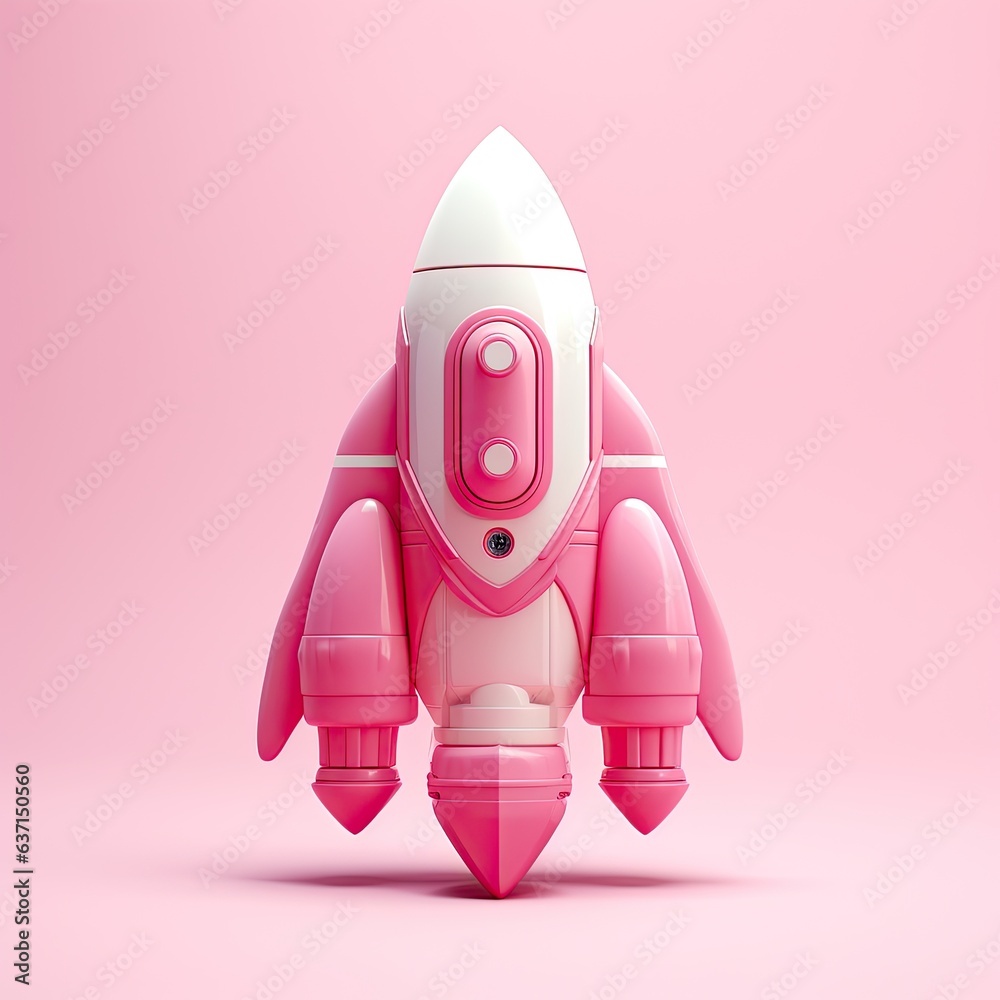 Abstract pink rocket ship concept in cartoon style Abstract pink rocket ship concept in cartoon style