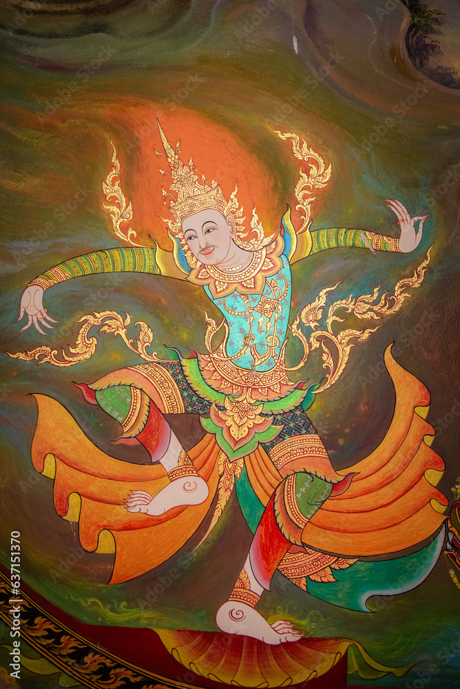 Fototapeta premium Beautiful murals in Thai temples.