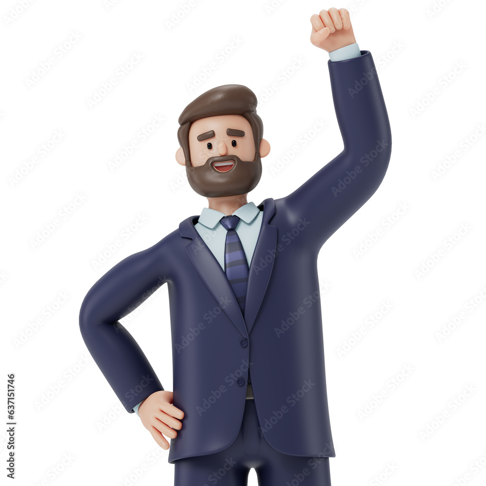 A 3D cartoon character raising his a hand, celebrating success, happy and success concept, 3d rendering,conceptual image, isolated on white background. A 3D cartoon character raising his a hand, celebrating success, happy and success concept, 3d rendering,conceptual image, isolated on white background.