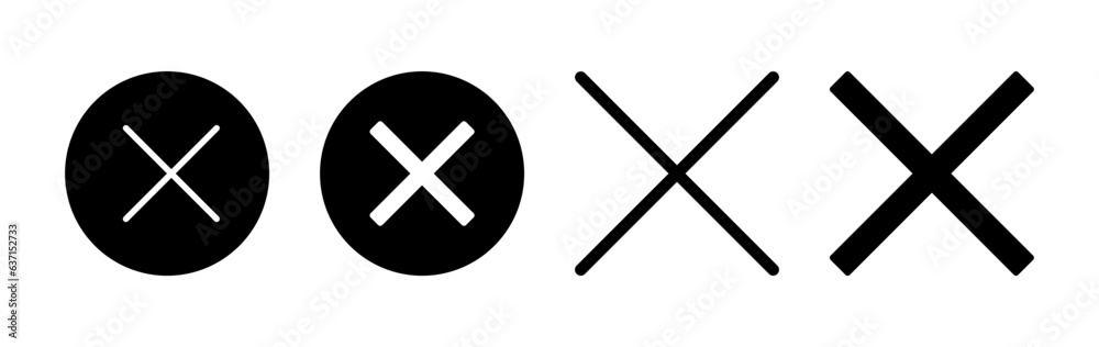 Close vector icon. Delete icon. remove, cancel, exit symbol. Close vector icon. Delete icon. remove, cancel, exit symbol.