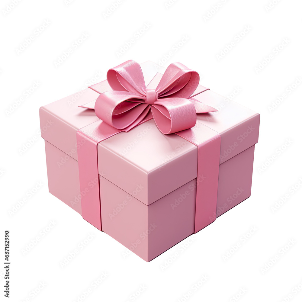 Fototapeta premium Pink box isolated on transparent background as a gift