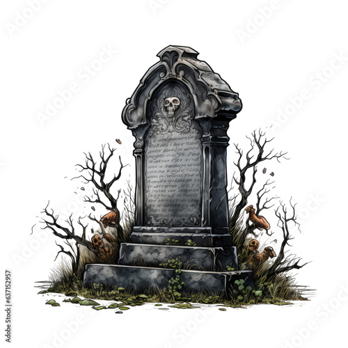 spooky tombstone isolated on a white background