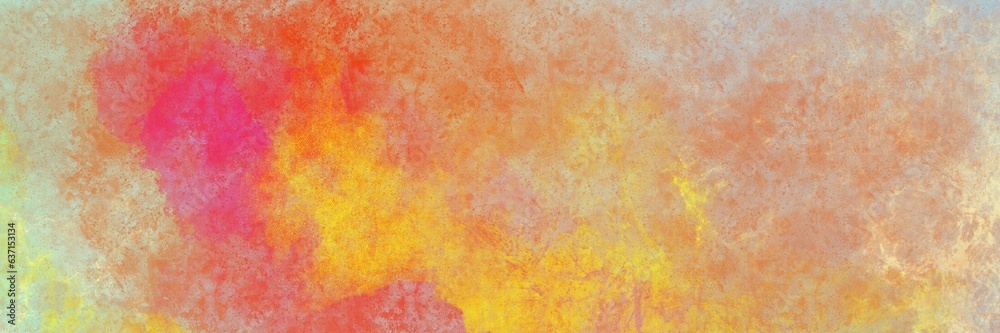 Abstract orange red and hot pink background design, watercolor texture blotches of wispy clouds in the sky, colorful smoke illustration
