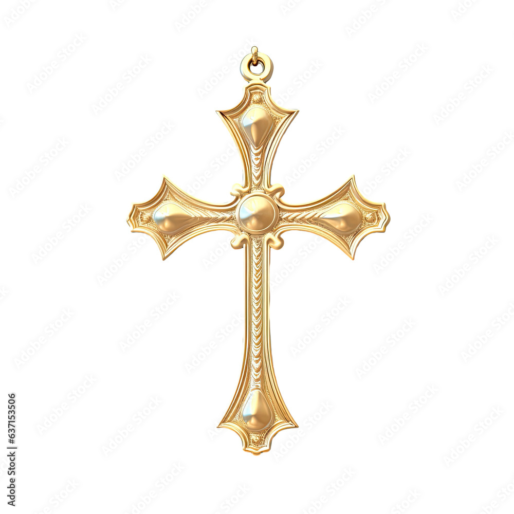 Gold cross depicted on transparent background for ornamentation Stock ...