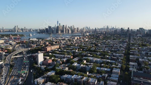 Aerial view of Brooklyn, New York City on a summer morning photo