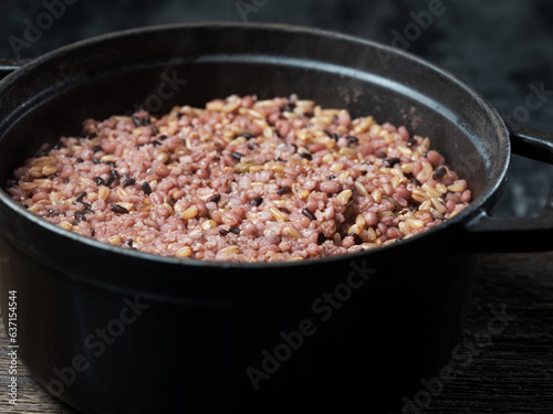 Rice Cooked in an Iron Pot photo