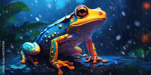 illustration of frog in the rain, generative AI