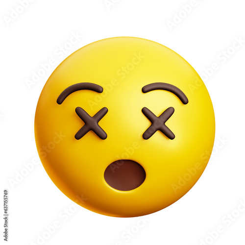 Face with crossed-out eyes .Dead face emoji, 3d style emoticon