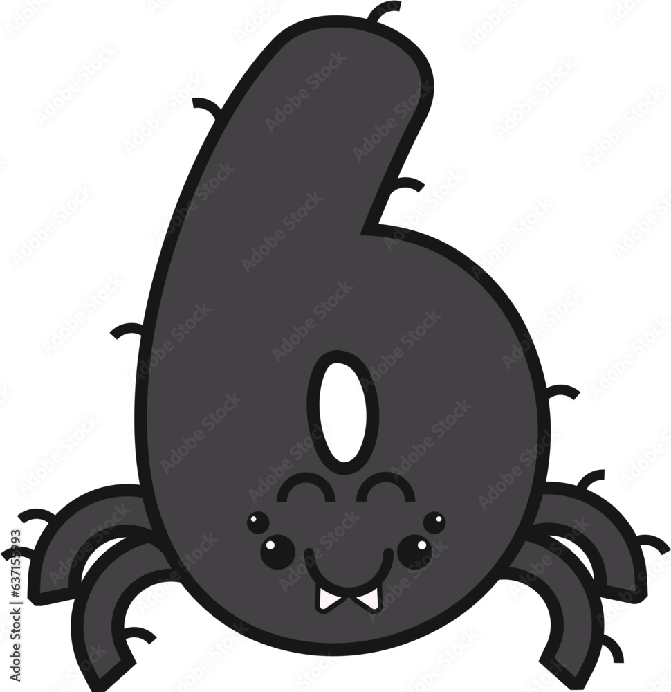 Obraz premium 6 number with spider character
