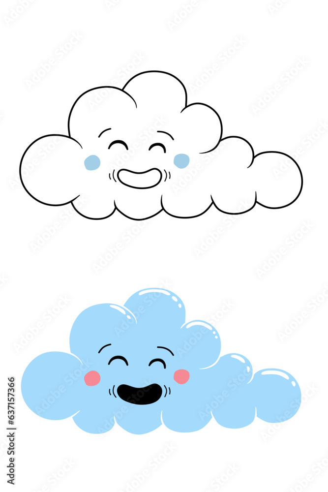 Fototapeta premium Weather cheerful cloud, cartoon characters, two options