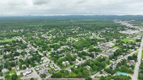 Drone shot of Bangor, Maine's sprawling rural neighborhoods. photo